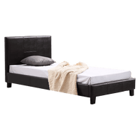 Single PU Leather Bed Frame Brown Kings Warehouse 