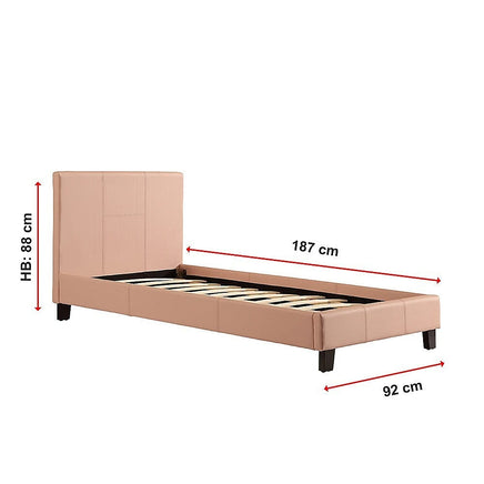 Single PU Leather Bed Frame Pink Furniture Kings Warehouse 