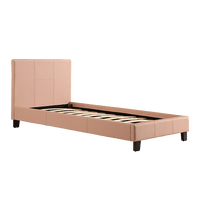 Single PU Leather Bed Frame Pink Furniture Kings Warehouse 