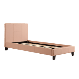 Single PU Leather Bed Frame Pink Furniture Kings Warehouse 