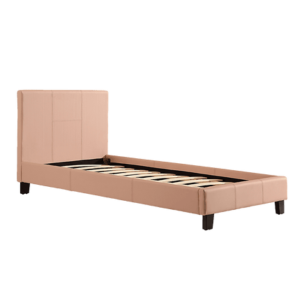 Single PU Leather Bed Frame Pink Furniture Kings Warehouse 