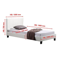 Single PU Leather Bed Frame White Furniture Kings Warehouse 