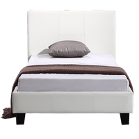Single PU Leather Bed Frame White Furniture Kings Warehouse 