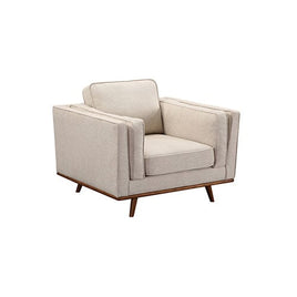 Single Seater Armchair Sofa Modern Lounge Accent Chair in Beige Fabric with Wooden Frame Furniture Kings Warehouse 