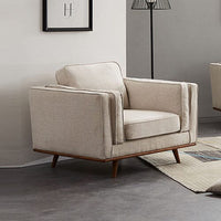 Single Seater Armchair Sofa Modern Lounge Accent Chair in Beige Fabric with Wooden Frame Furniture Kings Warehouse 