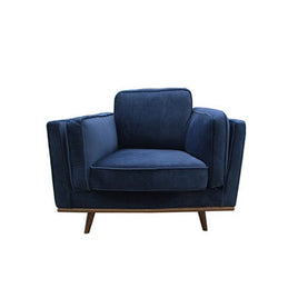 Single Seater Armchair Sofa Modern Lounge Accent Chair in Soft Blue Velvet with Wooden Frame Furniture Kings Warehouse 