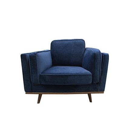 Single Seater Armchair Sofa Modern Lounge Accent Chair in Soft Blue Velvet with Wooden Frame Furniture Kings Warehouse 