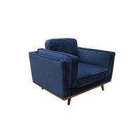 Single Seater Armchair Sofa Modern Lounge Accent Chair in Soft Blue Velvet with Wooden Frame Furniture Kings Warehouse 