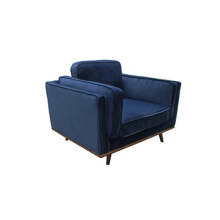 Single Seater Armchair Sofa Modern Lounge Accent Chair in Soft Blue Velvet with Wooden Frame Furniture Kings Warehouse 
