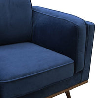Single Seater Armchair Sofa Modern Lounge Accent Chair in Soft Blue Velvet with Wooden Frame Furniture Kings Warehouse 