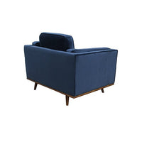 Single Seater Armchair Sofa Modern Lounge Accent Chair in Soft Blue Velvet with Wooden Frame Furniture Kings Warehouse 