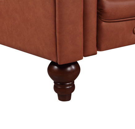 Single Seater Brown Sofa Lounge Button Tufted in Faux Leather Furniture Kings Warehouse 