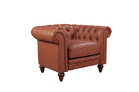 Single Seater Brown Sofa Lounge Button Tufted in Faux Leather Furniture Kings Warehouse 