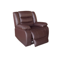Single Seater Recliner Sofa Chair In Faux Leather Lounge Couch Armchair in Brown Furniture Kings Warehouse 