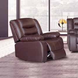 Single Seater Recliner Sofa Chair In Faux Leather Lounge Couch Armchair in Brown Furniture Kings Warehouse
