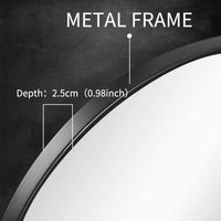 Slim Design 50CM Black Bathroom, Living Room, Hallway Mirror Round Mirror Wall Decor Metal Frame Kings Warehouse 