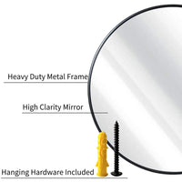Slim Design 50CM Black Bathroom, Living Room, Hallway Mirror Round Mirror Wall Decor Metal Frame Kings Warehouse 