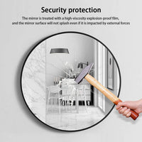 Slim Design 50CM Black Bathroom, Living Room, Hallway Mirror Round Mirror Wall Decor Metal Frame Kings Warehouse 