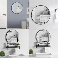 Slim Design 50CM Black Bathroom, Living Room, Hallway Mirror Round Mirror Wall Decor Metal Frame Kings Warehouse 