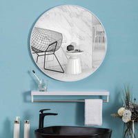 Slim Design 50CM White Bathroom, Living Room, Hallway Mirror Round Mirror Wall Decor Metal Frame Home & Garden Kings Warehouse 