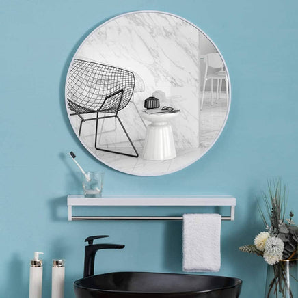 Slim Design 50CM White Bathroom, Living Room, Hallway Mirror Round Mirror Wall Decor Metal Frame Home & Garden Kings Warehouse 