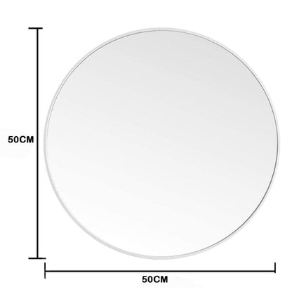 Slim Design 50CM White Bathroom, Living Room, Hallway Mirror Round Mirror Wall Decor Metal Frame Home & Garden Kings Warehouse 