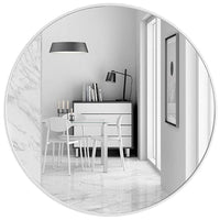 Slim Design 50CM White Bathroom, Living Room, Hallway Mirror Round Mirror Wall Decor Metal Frame Kings Warehouse 