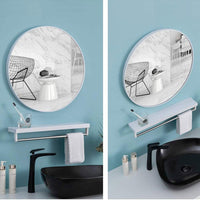 Slim Design 50CM White Bathroom, Living Room, Hallway Mirror Round Mirror Wall Decor Metal Frame Kings Warehouse 