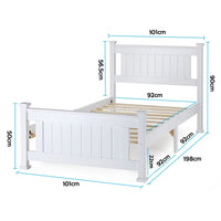 Slumber Single Wooden Bed Frame Base White Pine Adult Bedroom Furniture Timber Slat Kings Warehouse 