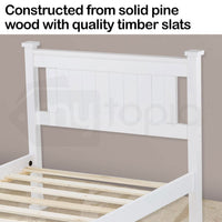 Slumber Single Wooden Bed Frame Base White Pine Adult Bedroom Furniture Timber Slat Kings Warehouse 