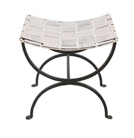 Small Black Dining Bench Seat with Woven Stainless Steel Top Kings Warehouse 