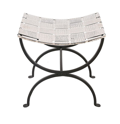 Small Black Dining Bench Seat with Woven Stainless Steel Top Kings Warehouse 