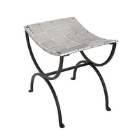Small Black Dining Bench Seat with Woven Stainless Steel Top Kings Warehouse 
