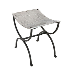 Small Black Dining Bench Seat with Woven Stainless Steel Top Kings Warehouse 