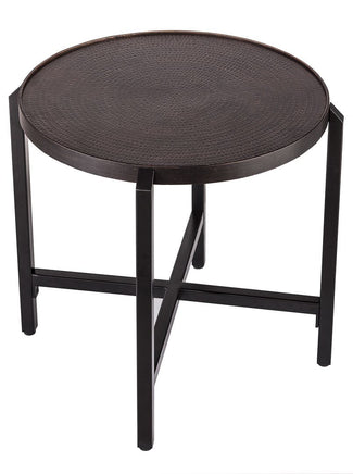 Small Round Iron Black Side Table with Copper Finish Top Home & Garden Kings Warehouse 