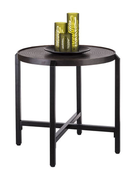 Small Round Iron Black Side Table with Copper Finish Top Home & Garden Kings Warehouse 