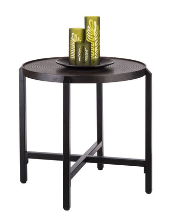 Small Round Iron Black Side Table with Copper Finish Top Home & Garden Kings Warehouse 