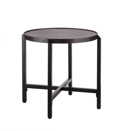 Small Round Iron Black Side Table with Copper Finish Top Home & Garden Kings Warehouse 