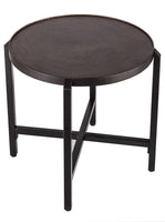 Small Round Iron Black Side Table with Copper Finish Top Kings Warehouse 