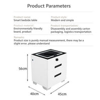 Smart Bedside Tables Finger Print Lock Side 3 Drawers Wireless Charging USB Nightstand LED AU Furniture Kings Warehouse 