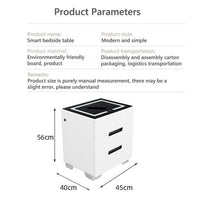 Smart Bedside Tables Side 3 Drawers Wireless Charging Nightstand LED Light USB Left Hand Connection Furniture Kings Warehouse 