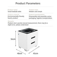 Smart Bedside Tables Side 3 Drawers Wireless Charging USB Left Hand Nightstand LED Light AU Kings Warehouse 