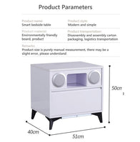 Smart Bedside Tables Side Drawers Wireless Charging Nightstand Bluetooth Speaker LED Light Furniture Kings Warehouse 