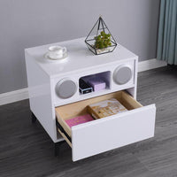 Smart Bedside Tables Side Drawers Wireless Charging Nightstand Bluetooth Speaker LED Light Furniture Kings Warehouse 