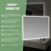 Smart Mirror Bathroom Vanity LED Lighted Wall Mirror 1000x700mm Health & Beauty Kings Warehouse 