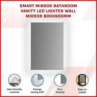Smart Mirror Bathroom Vanity LED Lighted Wall Mirror 800x600mm Home & Garden Kings Warehouse 
