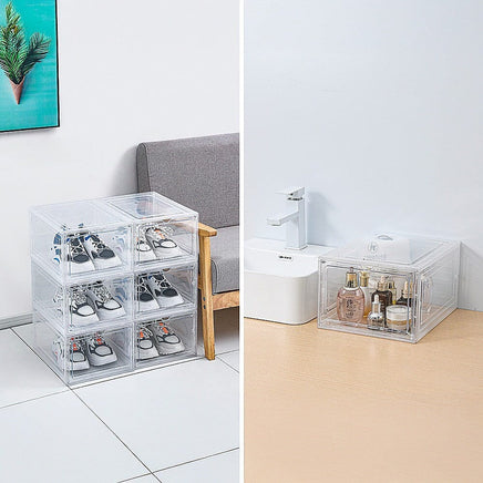 Sneaker Display Case Shoe Storage Organizer Box Stackable Plastic Clear Magnetic Furniture Kings Warehouse 