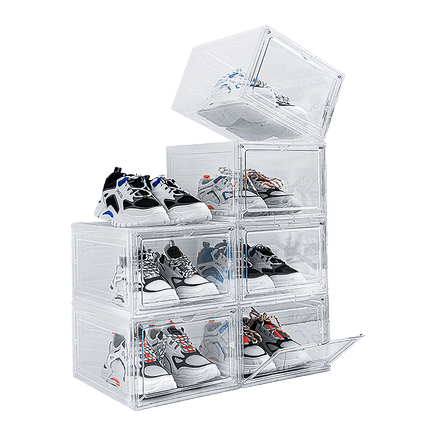 Sneaker Display Case Shoe Storage Organizer Box Stackable Plastic Clear Magnetic Furniture Kings Warehouse 