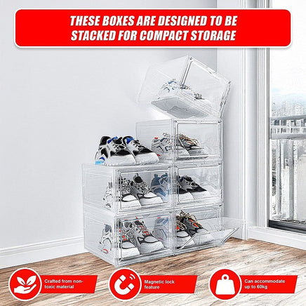 Sneaker Display Case Shoe Storage Organizer Box Stackable Plastic Clear Magnetic Furniture Kings Warehouse 