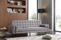 Sofa Bed 3 Seater Button Tufted Lounge Set for Living Room Couch in Fabric Grey Colour Furniture Kings Warehouse 